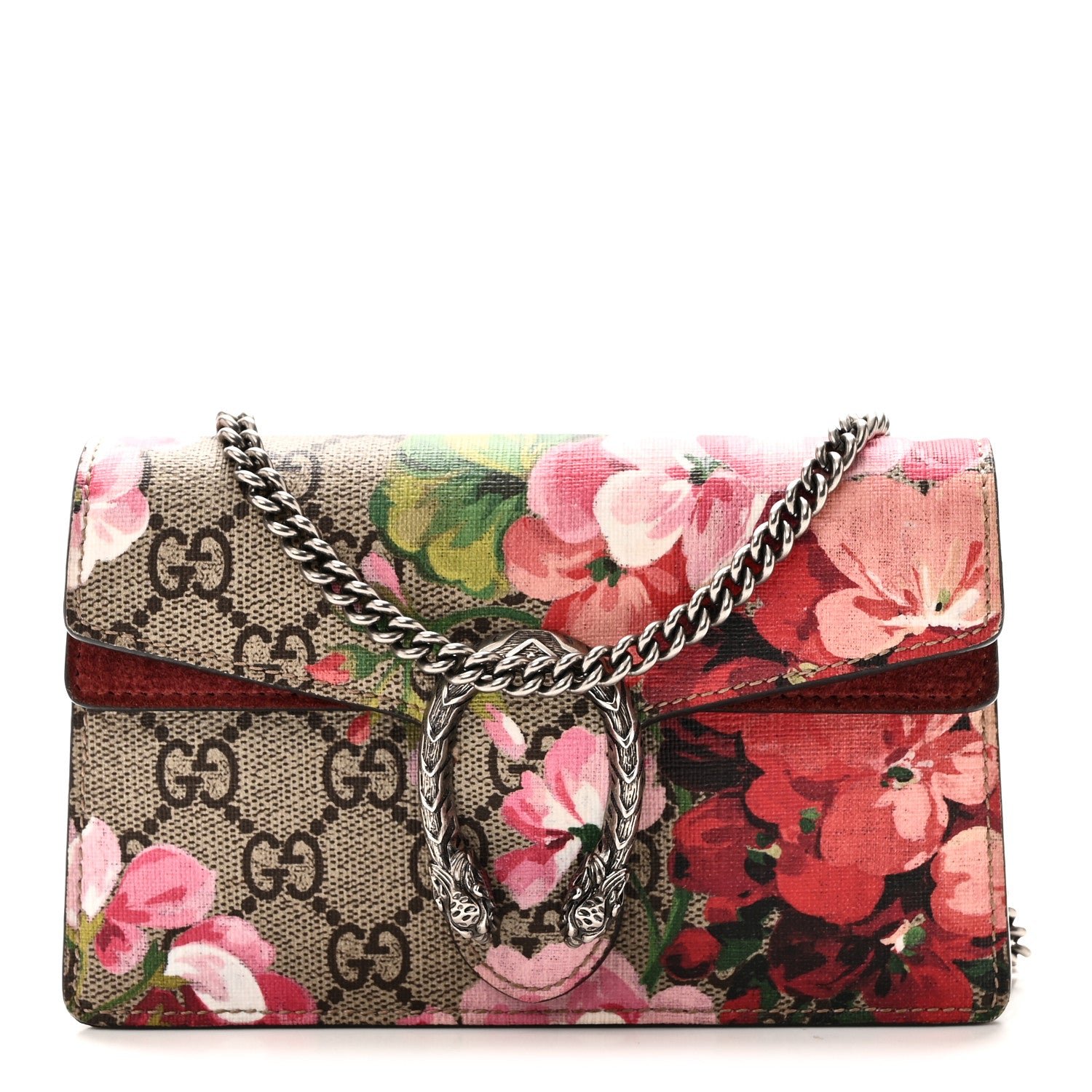 Gucci GG Supreme Monogram Blooms Super Mini Dionysus Shoulder Bag Beige Multicolor Dry Rose Beige Multicolor Dry Rose