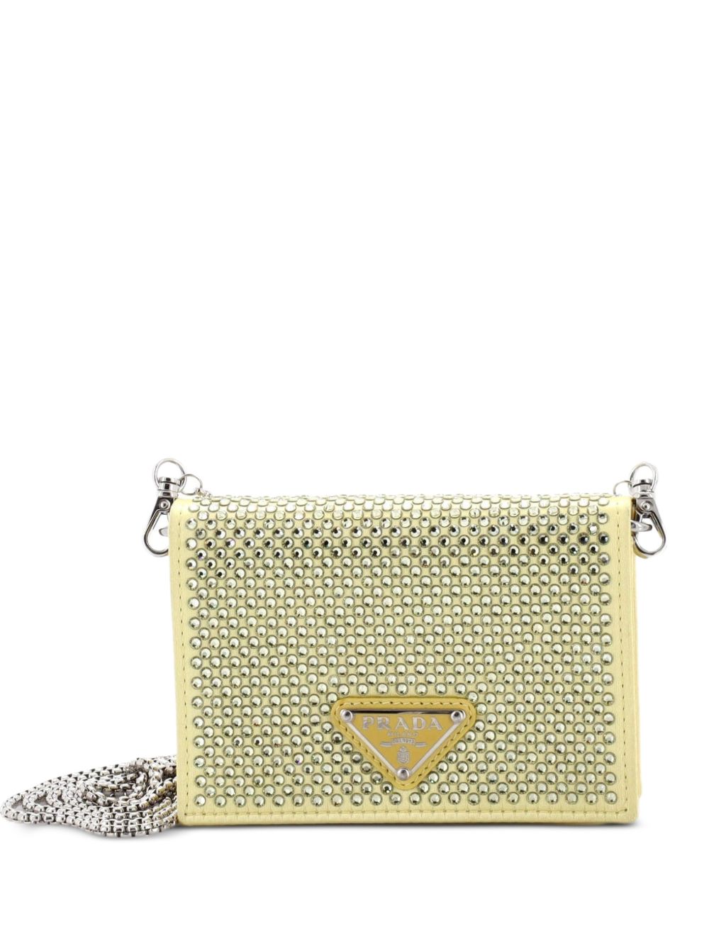 Flap Card Holder with Chain Satin with Crystals crossbody bag