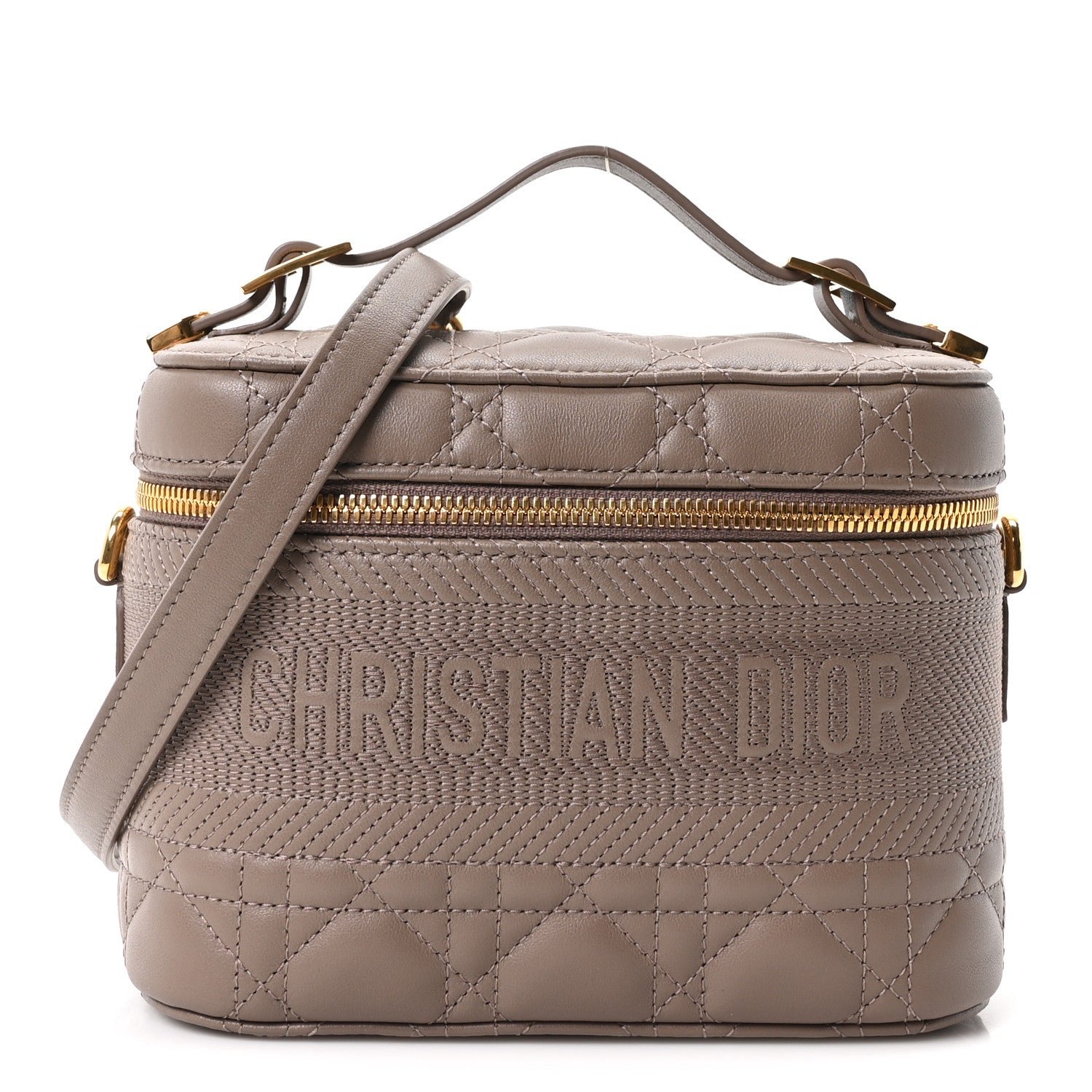 Christian Dior Lambskin Cannage Small Diortravel Vanity Case Warm Taupe