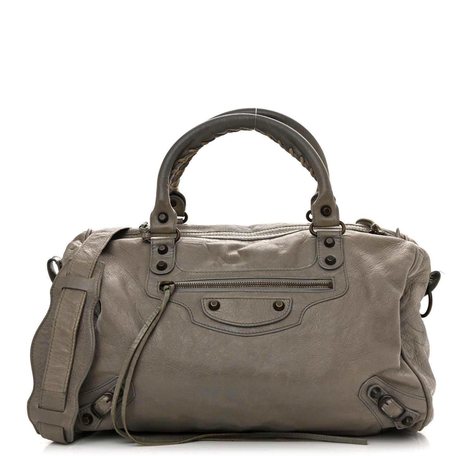 Balenciaga Balenciaga Agneau Classic Hardware Boston Gris Pyrite