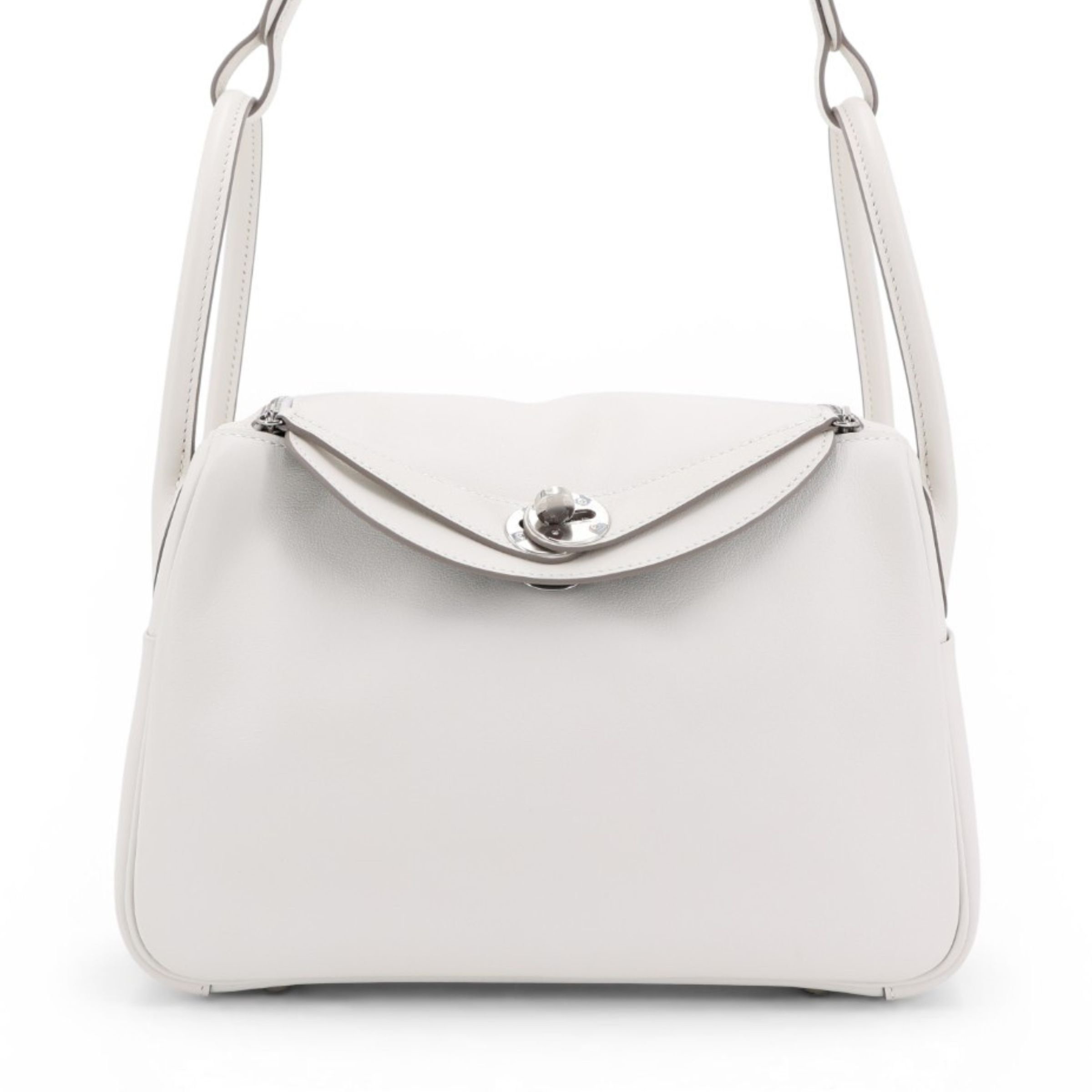 Unused ( Rank NS ) HERMÈS Lindy 26 Verso Gris Pale (M4) Gris Meyer (0L) Swift Palladium hardware B (2023)