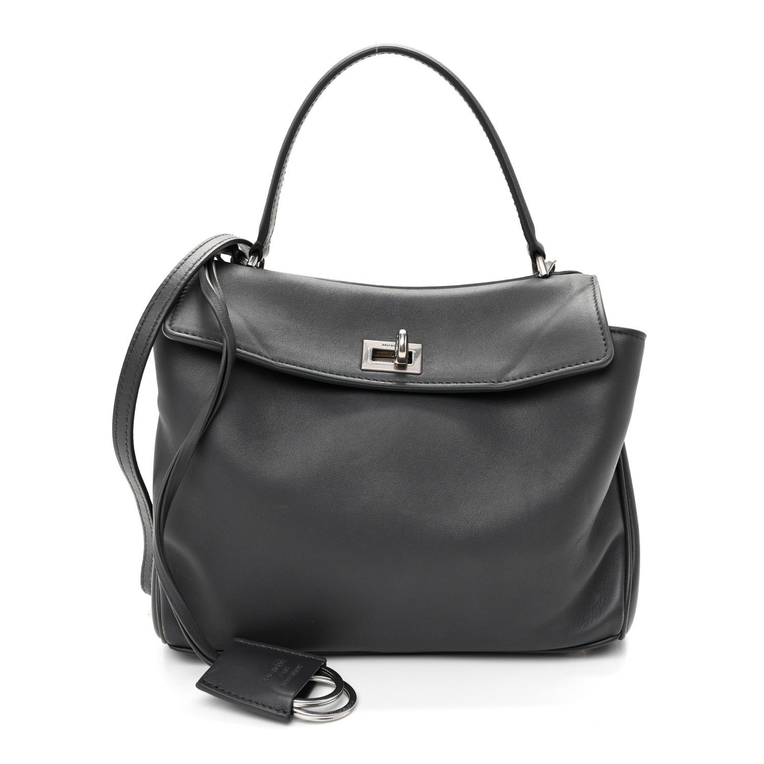 Balenciaga Natural Smooth Calfskin Mini Rodeo Top Handle Handbag Grey