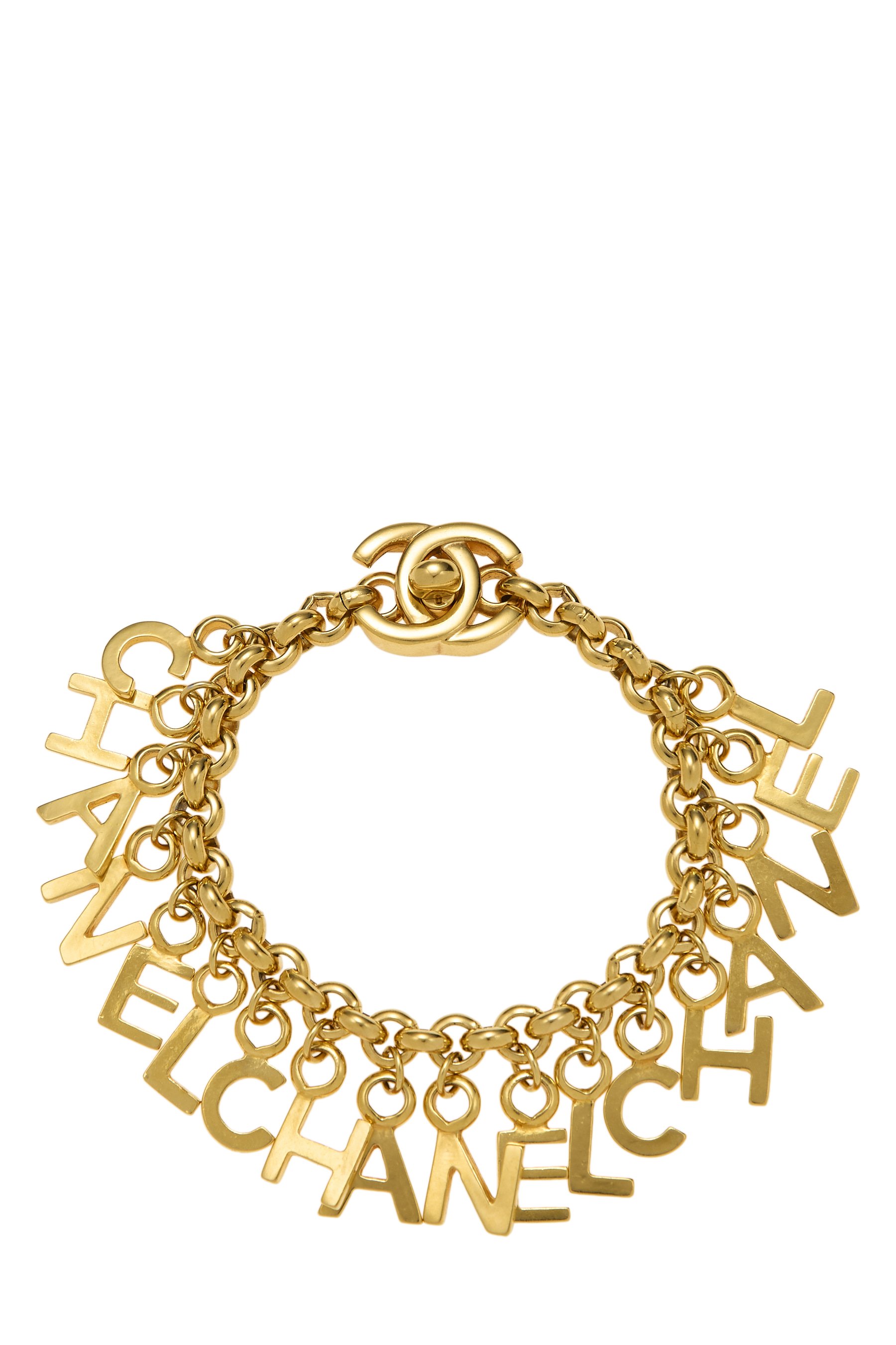 Gold Logo Letters Charm Bracelet