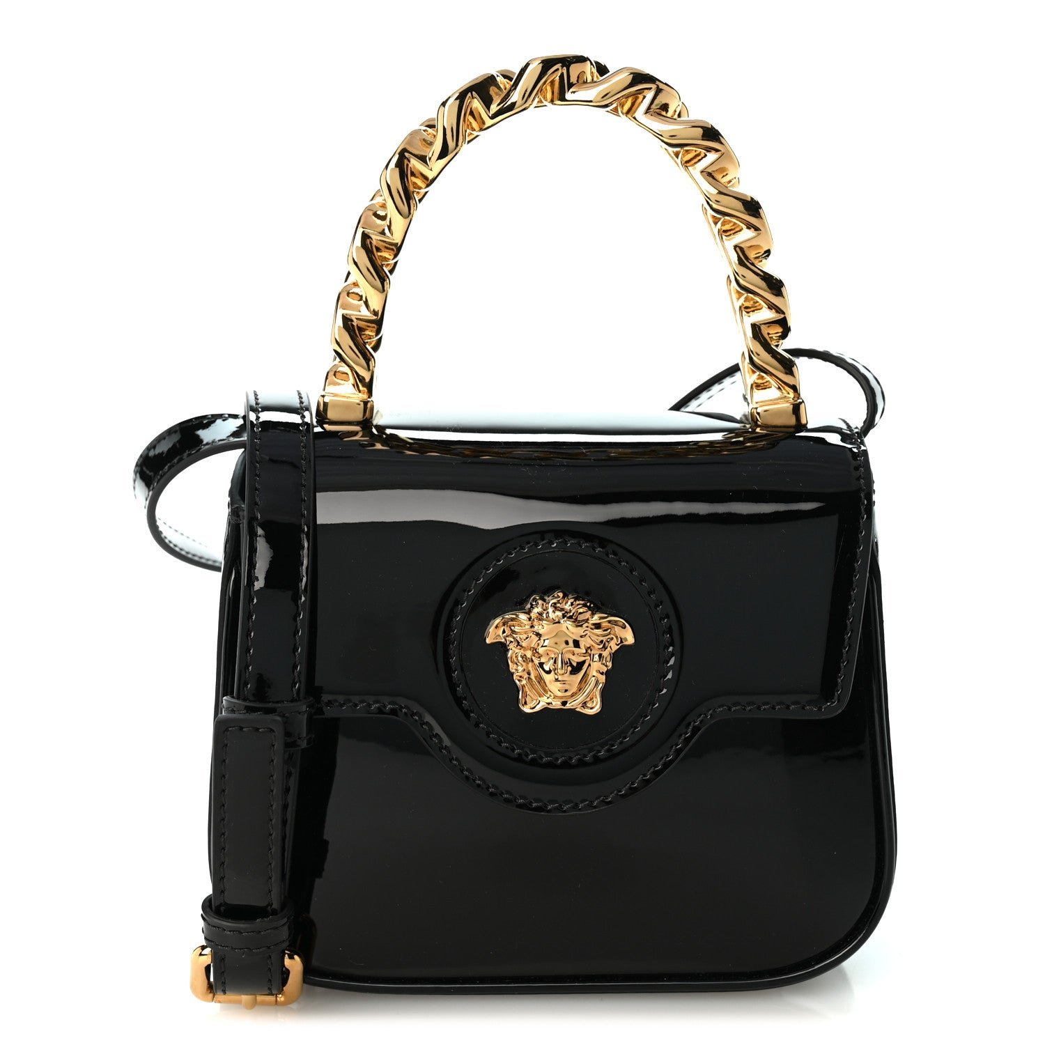 Versace Patent Mini La Medusa Bag Black