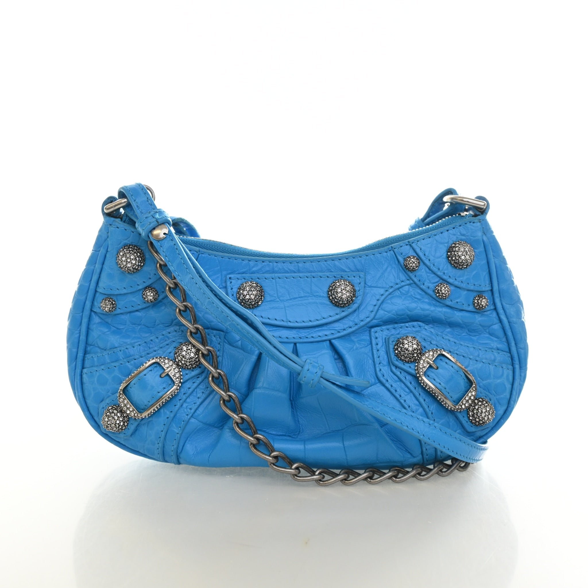 Balenciaga Mini Crocodile Embossed Arena Crystal Le Cagole