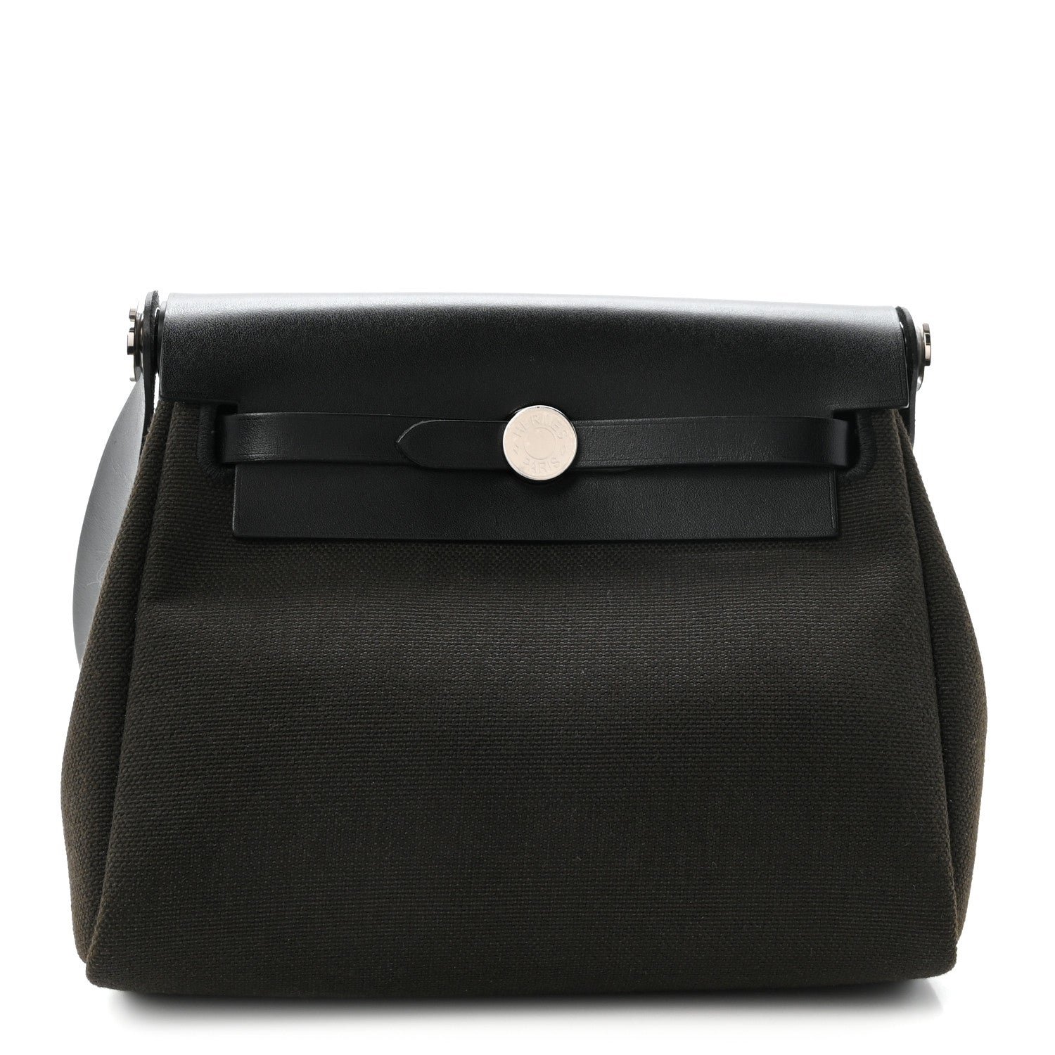 Hermes Military Toile Vache Hunter Herbag Zip Retourne 20 Vert De Gris Black