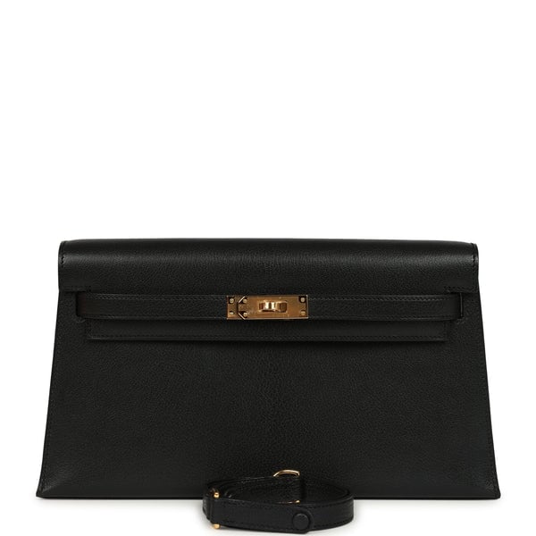 Hermes Hermes Kelly Elan Black Chevre Chamkila Gold Hardware