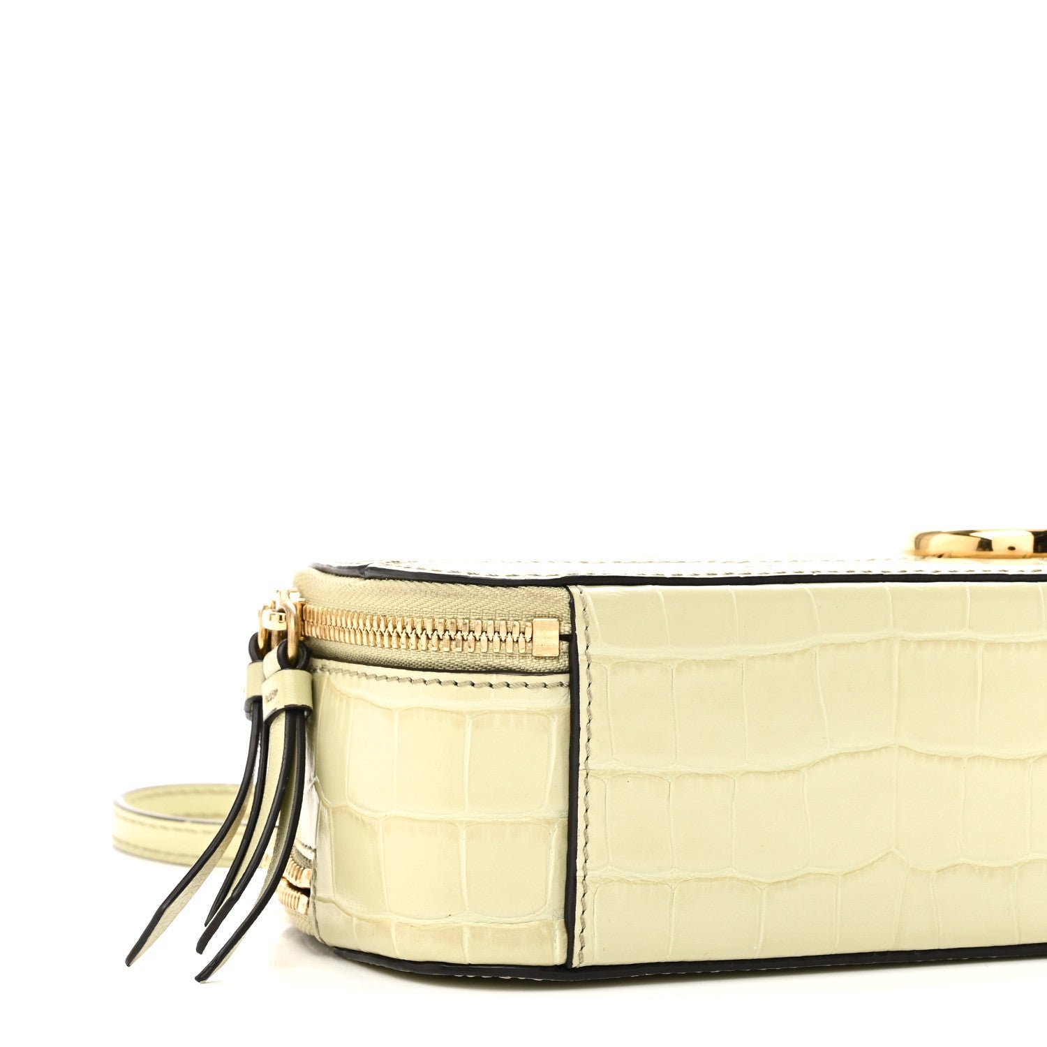 Chloe Chloe Calfskin Crocodile Embossed Mini C Vanity Bag Light Eucalyptus