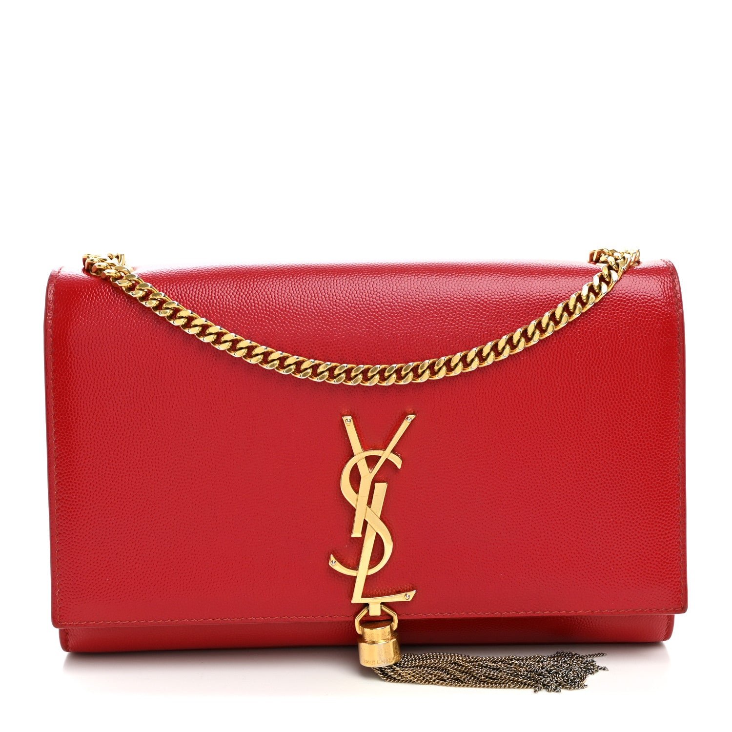 Saint Laurent Grain De Poudre Medium Classic Monogram Kate Tassel Satchel Rouge Eros