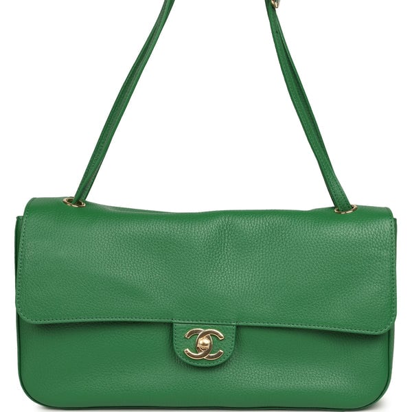 Chanel Maxi "Souplissimo" Small Flap Bag Green Grained Calfskin Gold Hardware