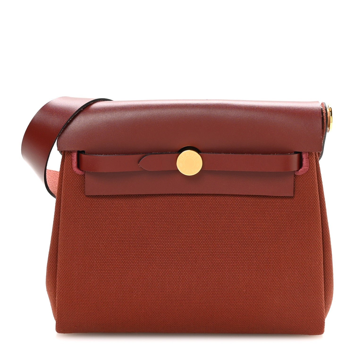 Hermes Military Toile Vache Hunter Herbag Zip Retourne 20 Rouge H
