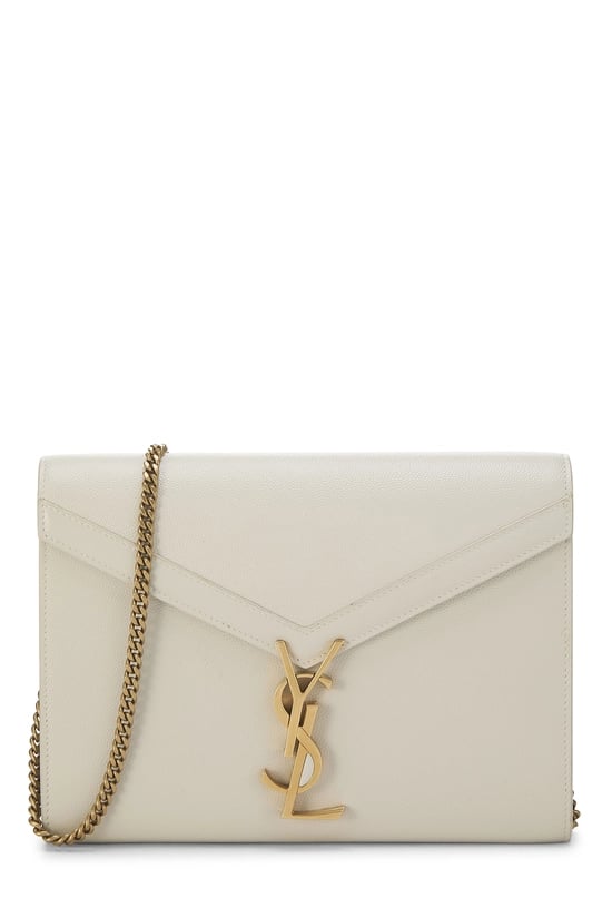 White Grainy Leather Cassandra Wallet On Chain (WOC)