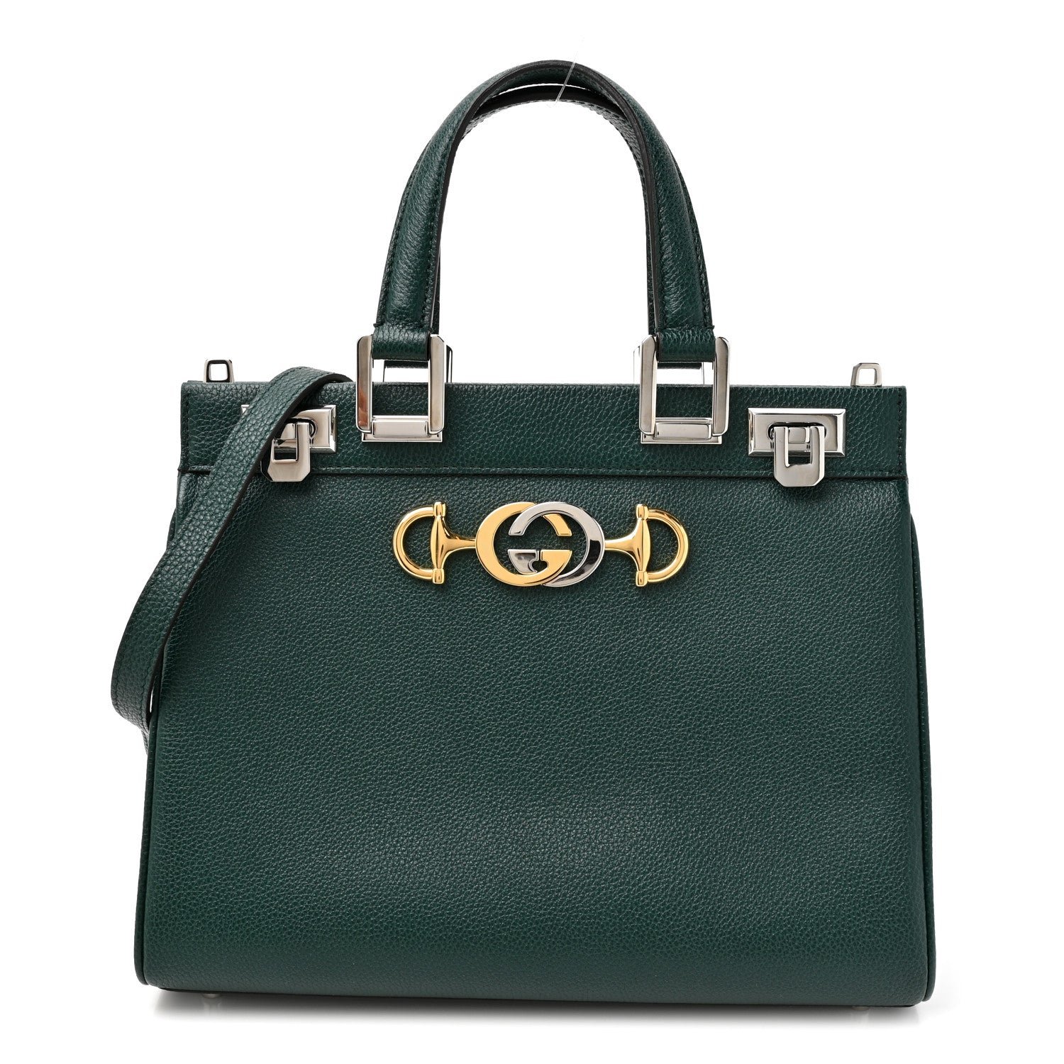 Gucci Grainy Calfskin Small Zumi Top Handle Bag Vintage Green