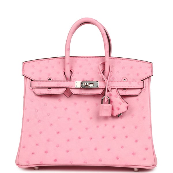 Hermes Birkin 25 Bubblegum Ostrich Boreal Palladium Hardware