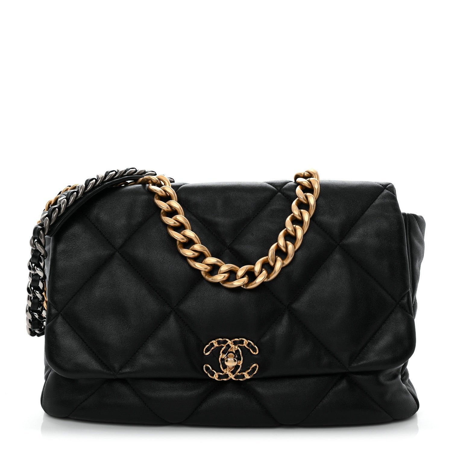 Chanel Lambskin Quilted Maxi Chanel 19 Flap Black