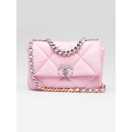 Chanel Pink Quilted Lambskin Leather Chanel 19 Small Flap Bag