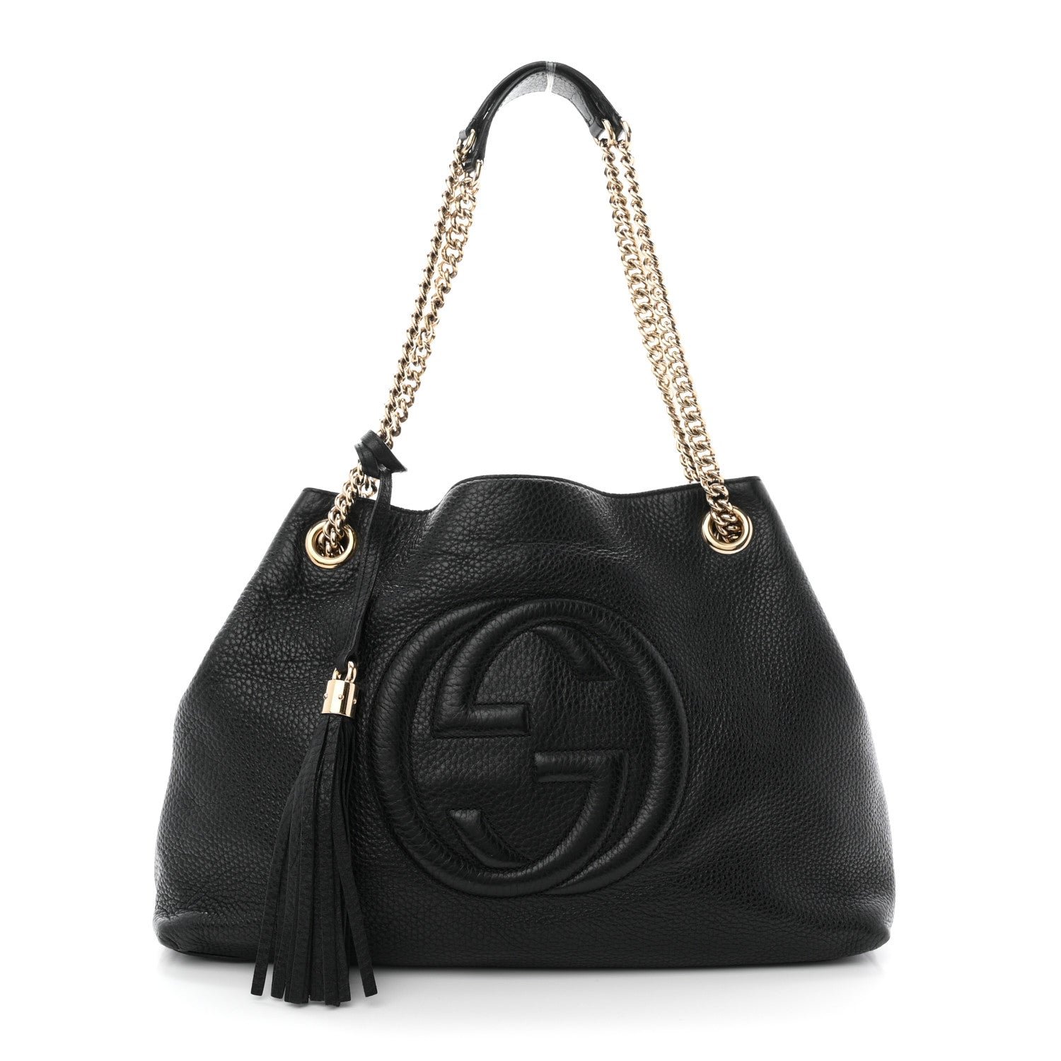Gucci Pebbled Calfskin Medium Soho Chain Shoulder Bag Black