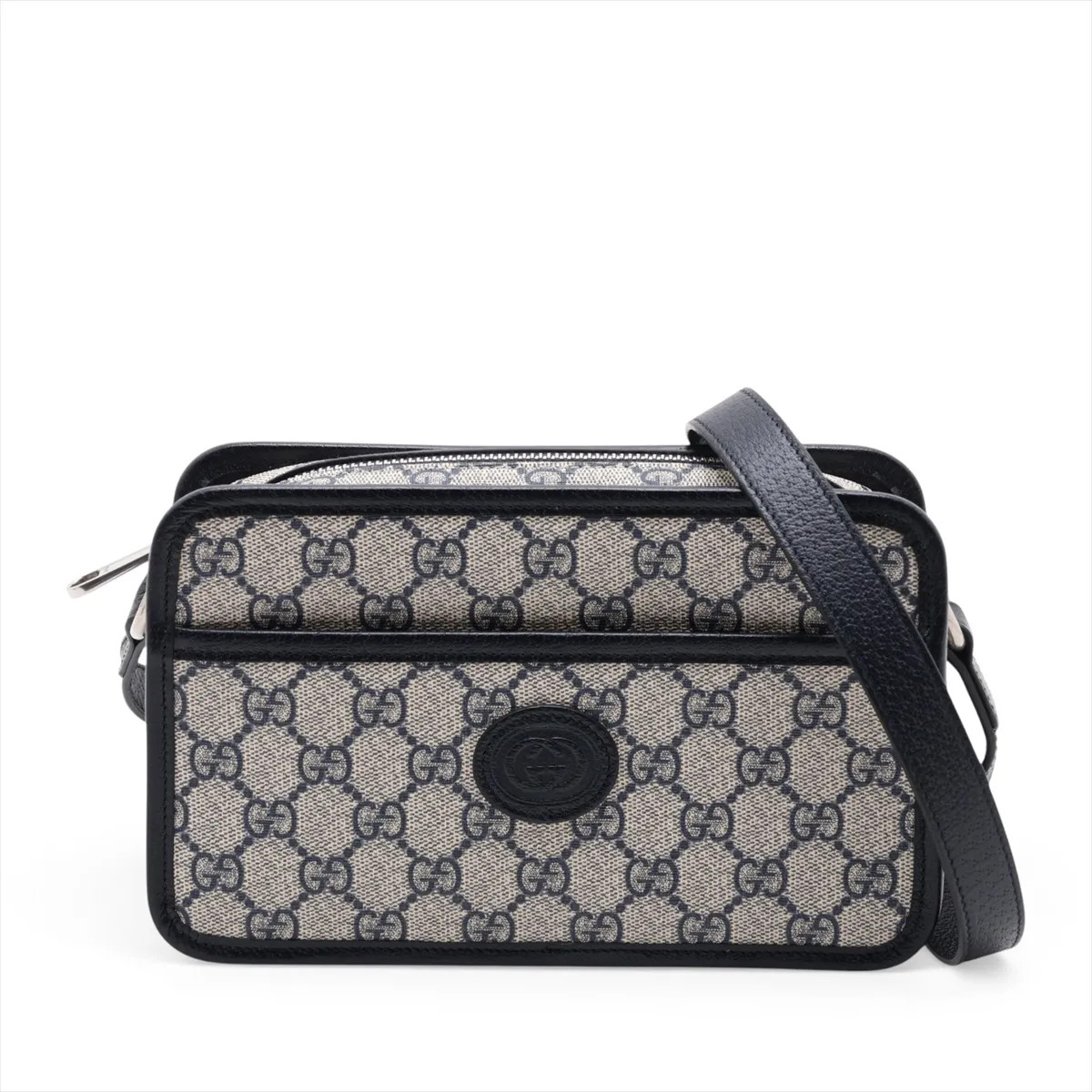 Gucci 868573 PVC & leather Shoulder bag Beige x navy