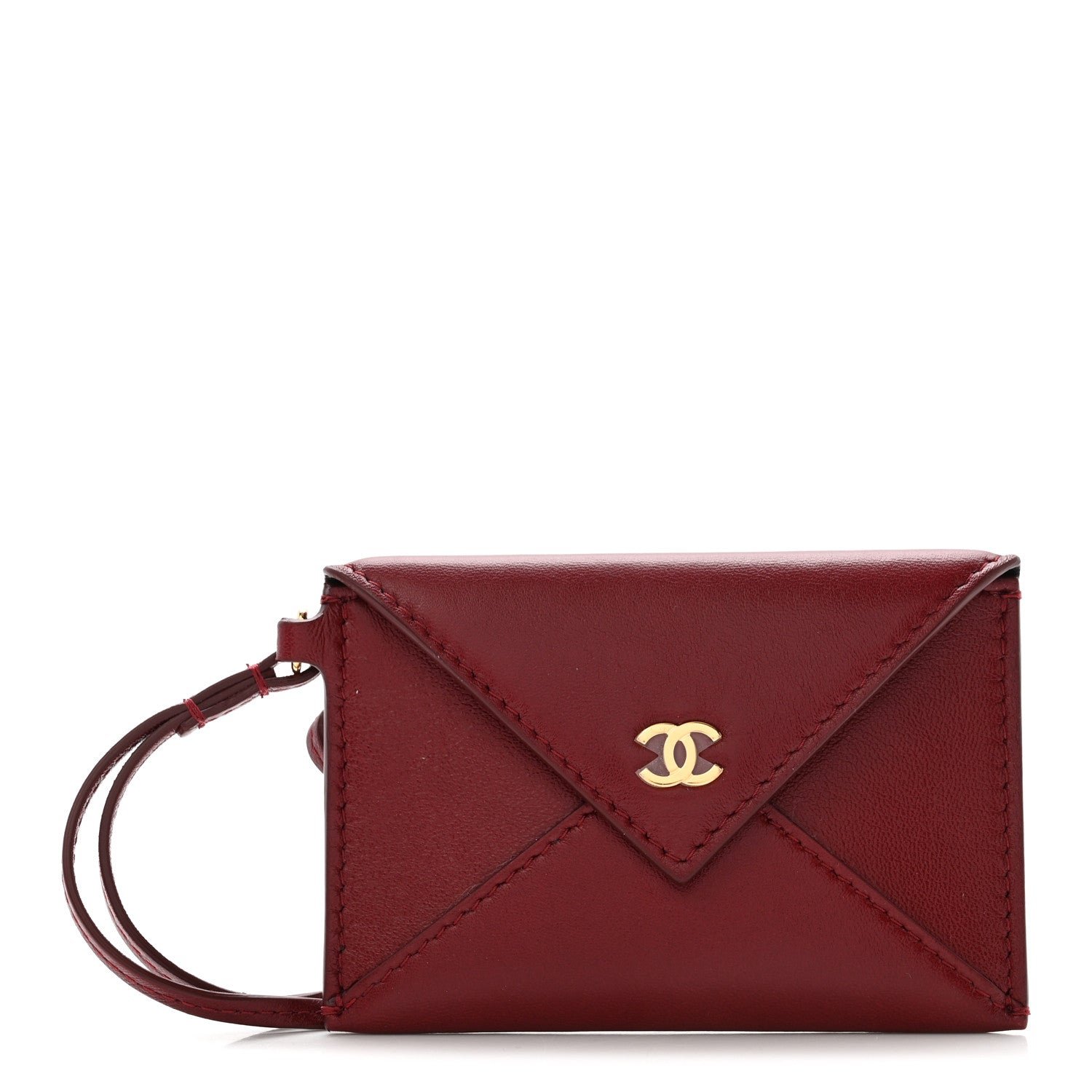 Chanel Lambskin Card Holder Bag Charm Burgundy