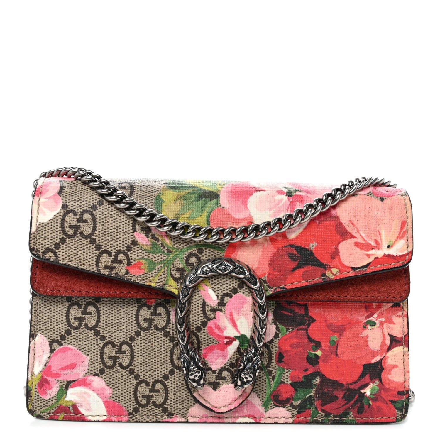 Gucci GG Supreme Monogram Blooms Super Mini Dionysus Shoulder Bag Beige Multicolor Dry Rose