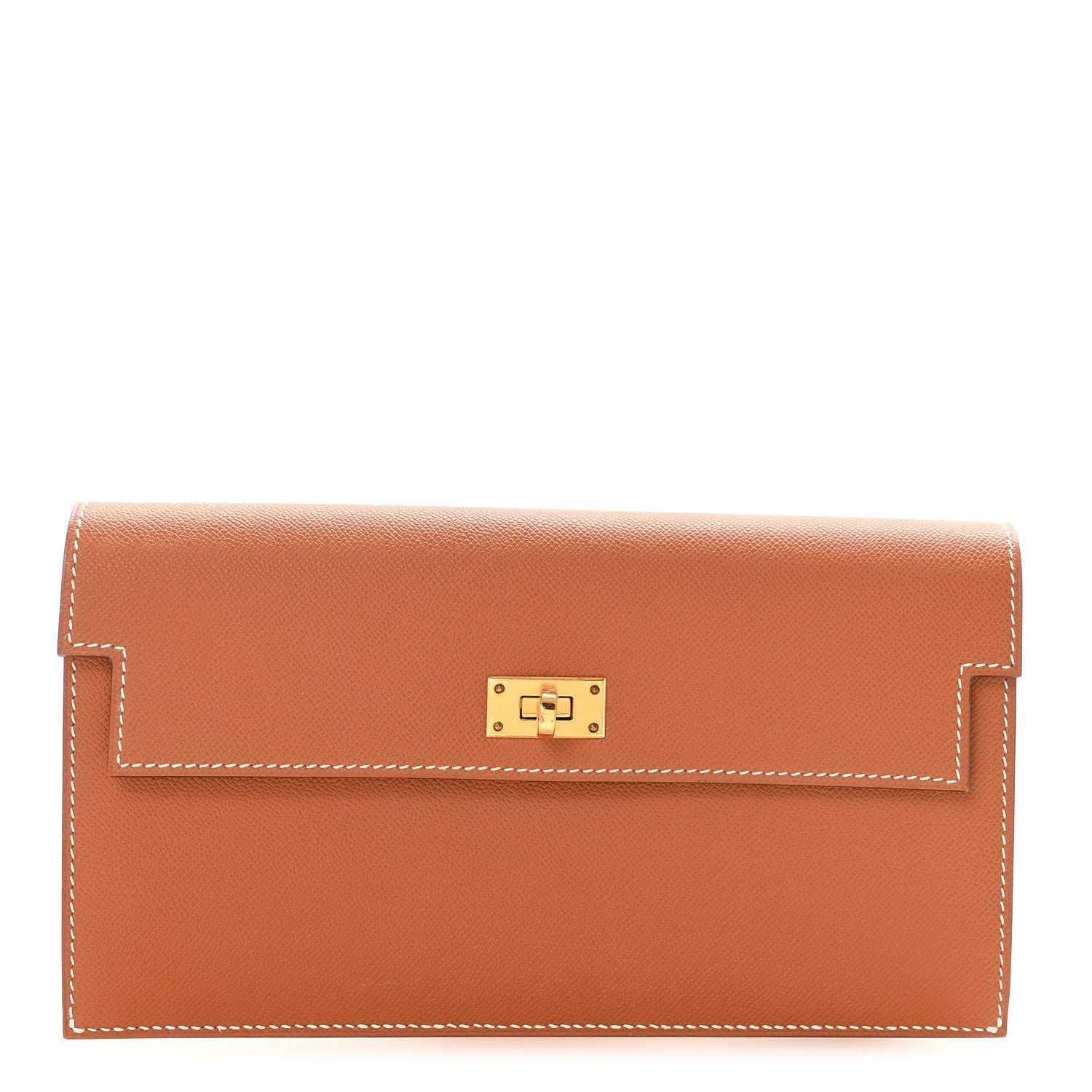 Hermes Madame Calfskin Kelly Pocket Long Wallet Gold