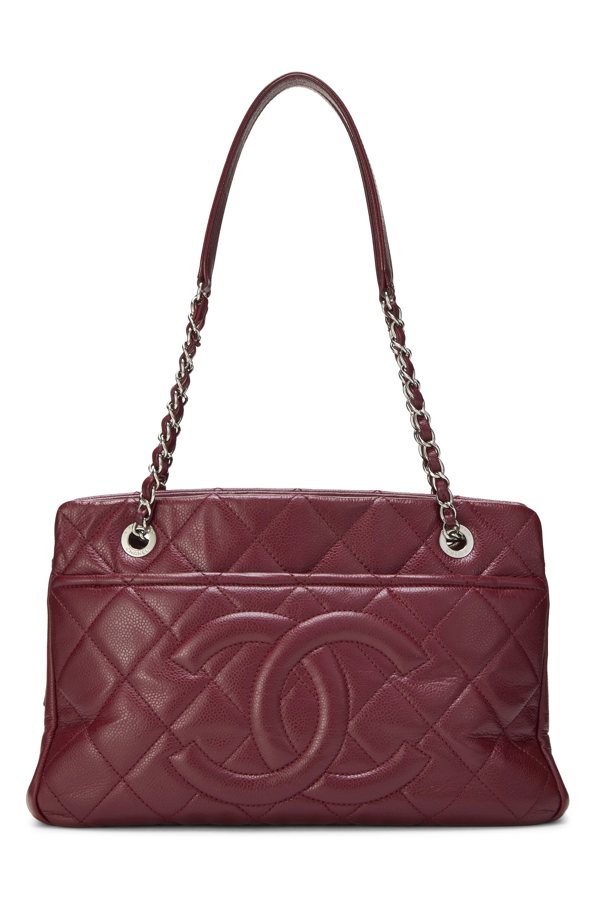 Burgundy Caviar Timeless 'CC' Tote Medium