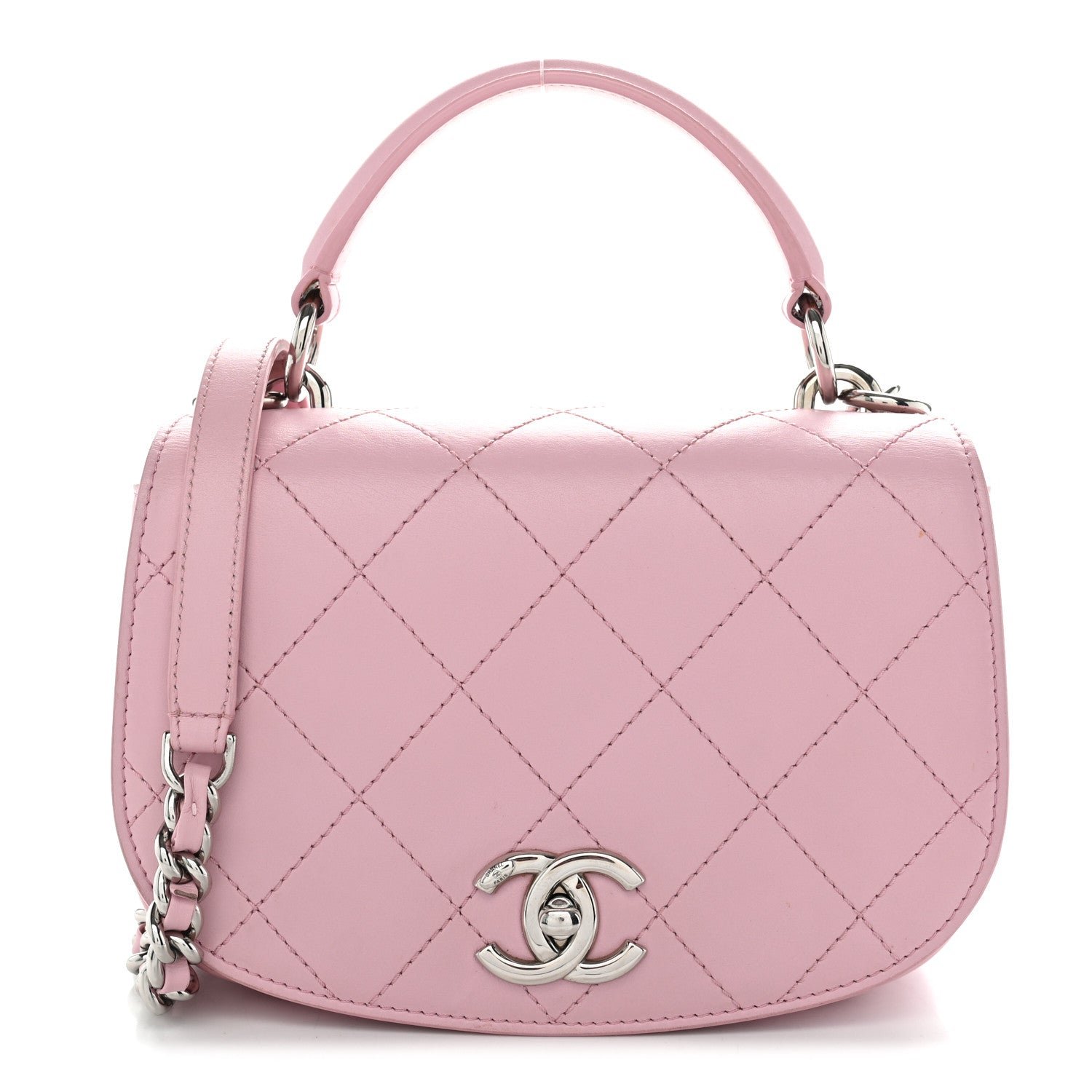 Chanel Calfskin Stitched Small Ring My Bag Flap Crossbody Pink