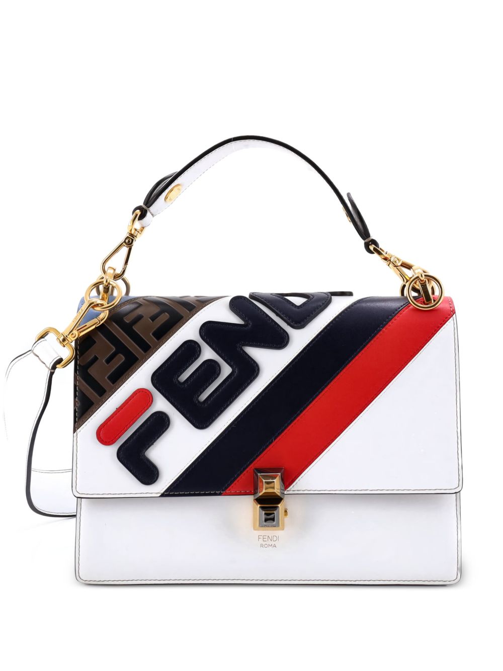 Fendi Mania Logo Kan I Bag Inlaid Leather Medium shoulder bag
