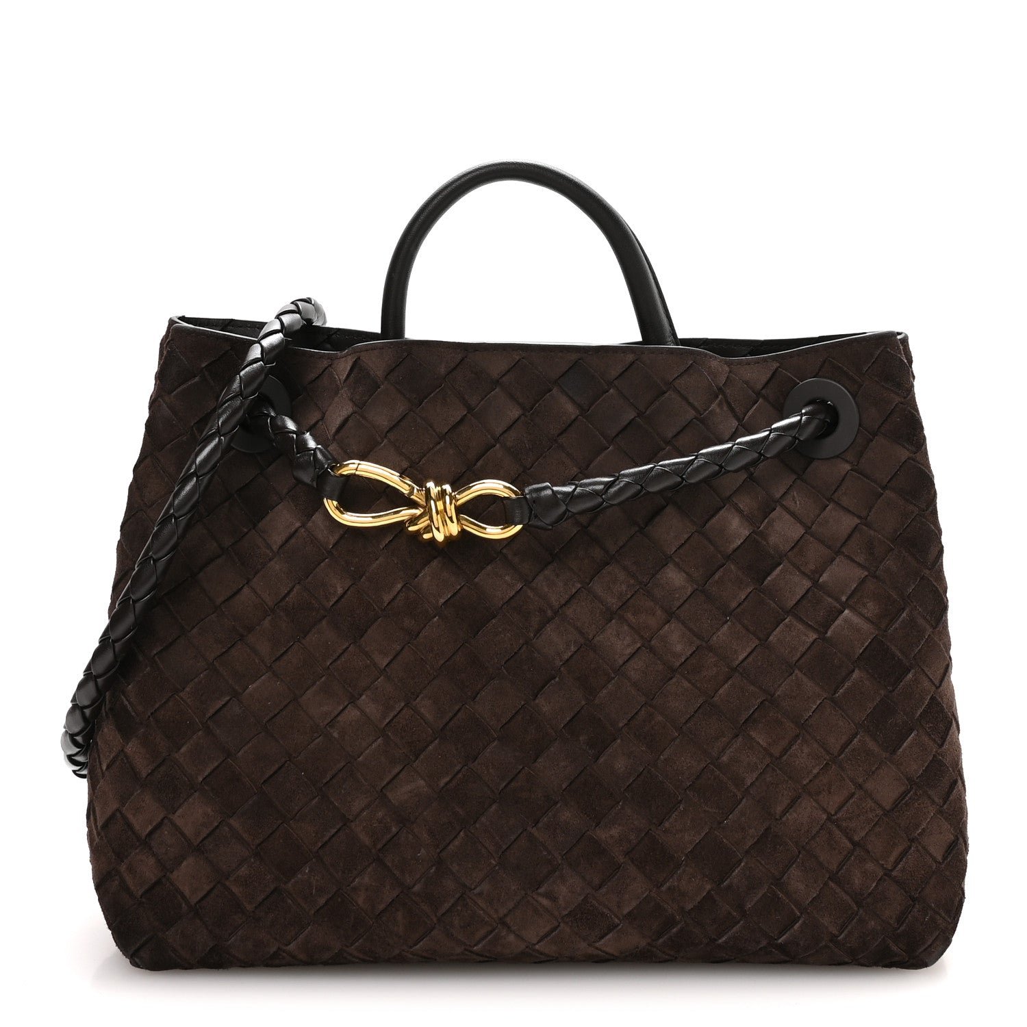 Bottega Veneta Suede Intrecciato Medium Andiamo Shoulder Bag Fondant