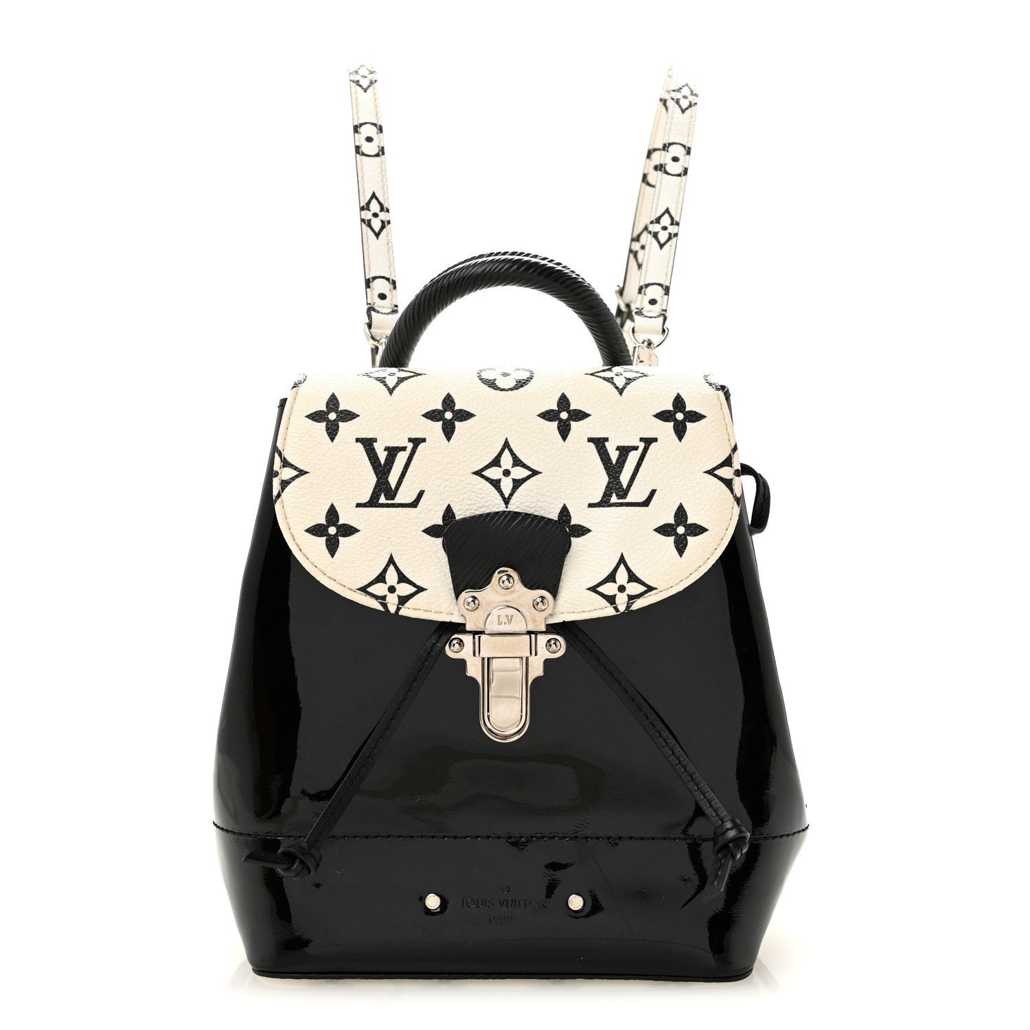 Louis Vuitton Patent Monogram Hot Springs Backpack Black White
