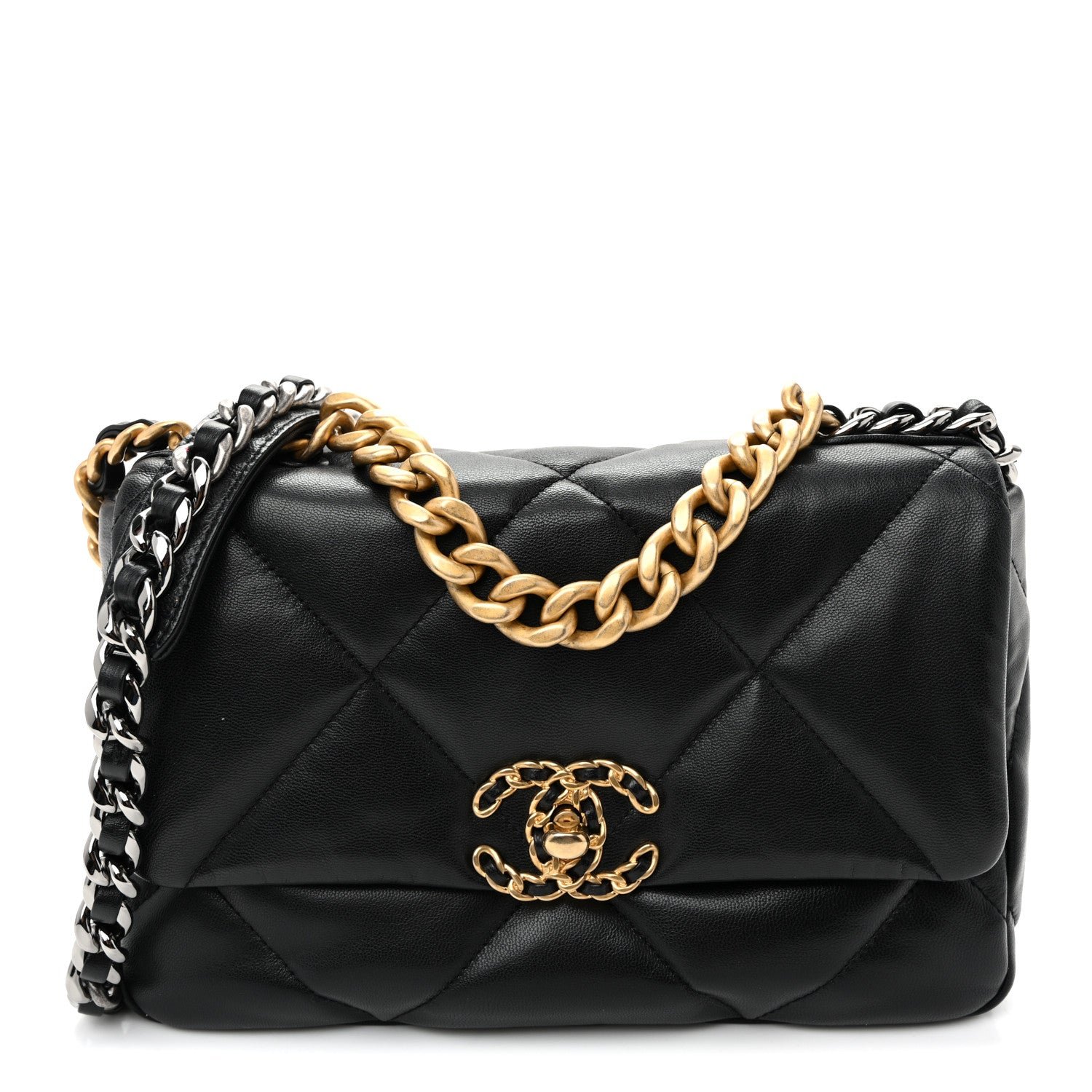 Chanel Goatskin Quilted Medium Chanel 19 Flap Black