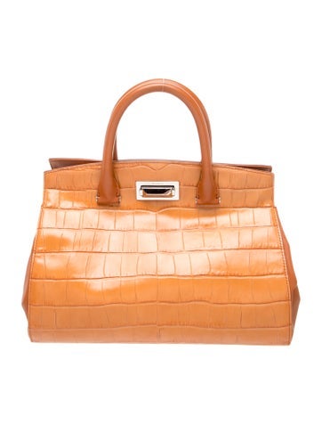 Embossed Leather Top Handle Bag