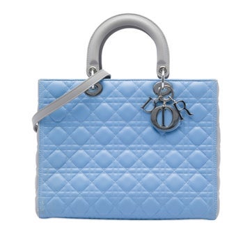 Large Bicolor Lambskin Cannage Lady Dior