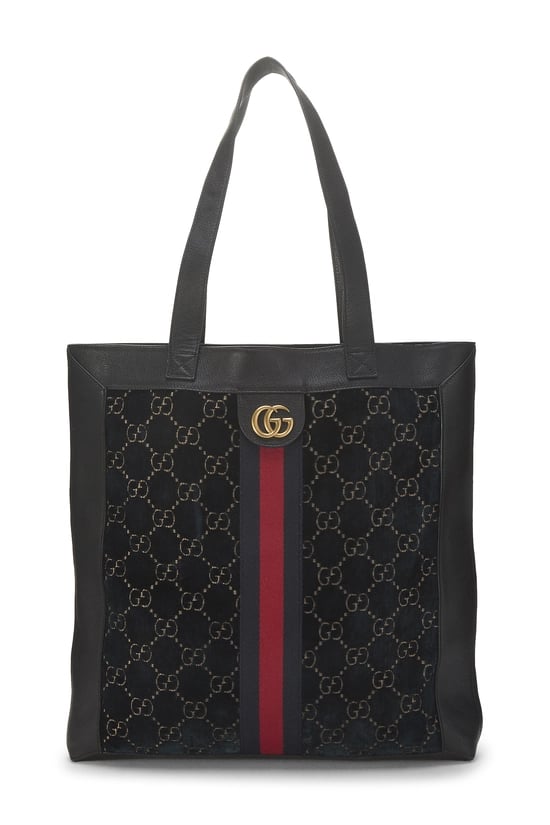 Gucci Black GG Velvet Ophidia Tote Large