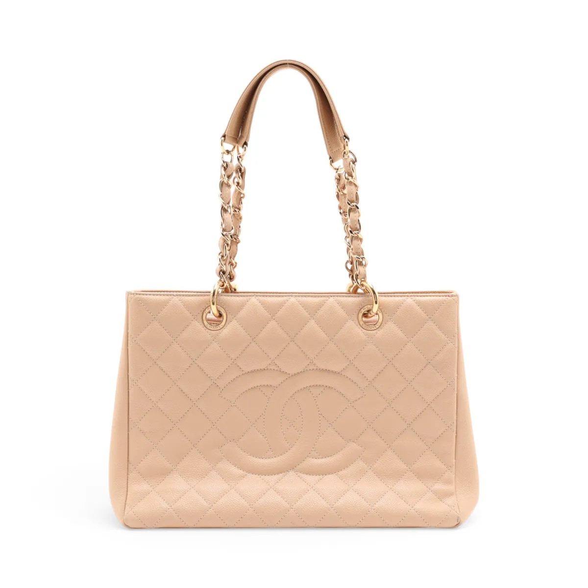 Chanel GST Caviar Skin Chain Tote Bag Beige Gold Metal Fittings 16XXXXXX