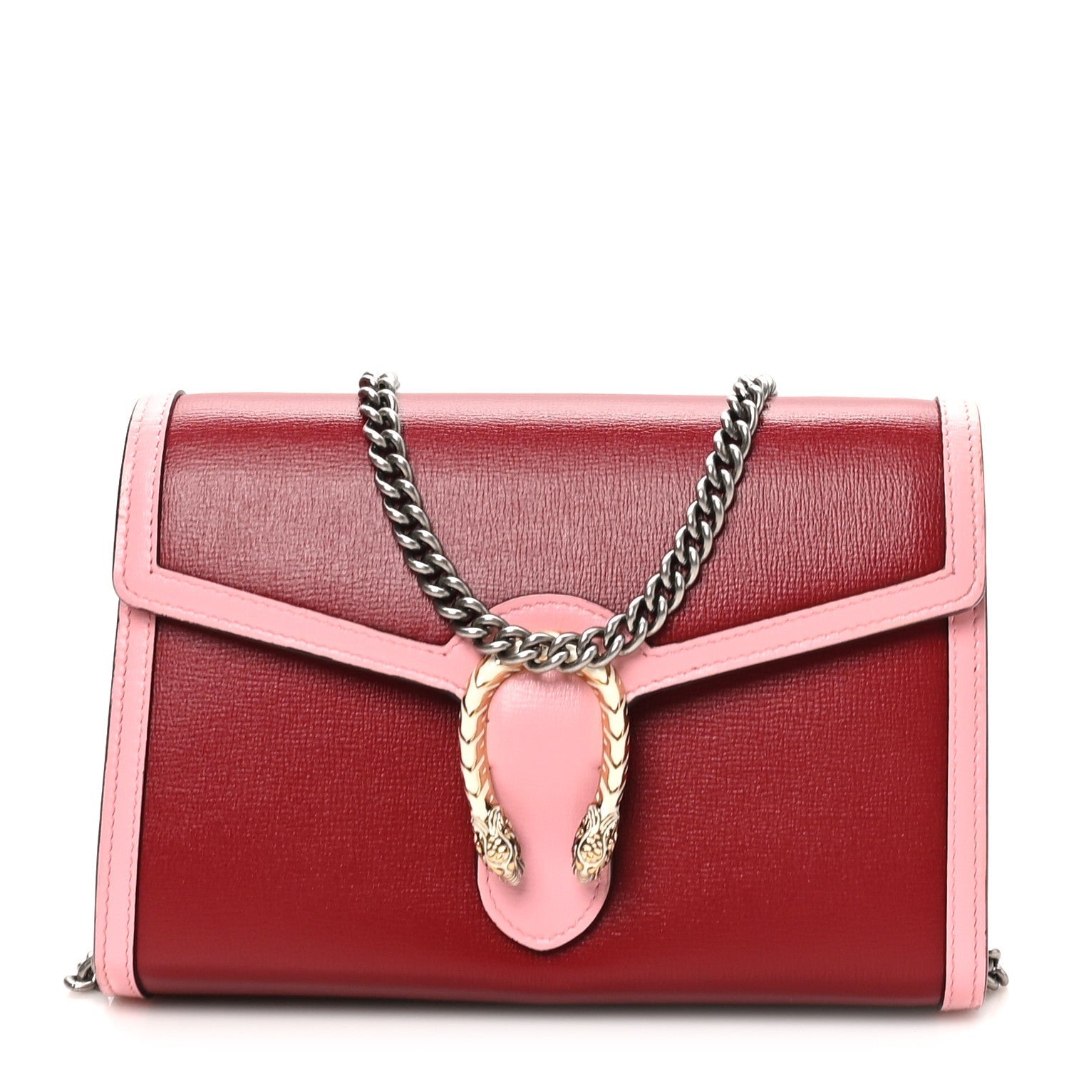 Gucci Azalea Calfskin Enamel Mini Dionysus Chain Wallet New Cherry Red Wild Rose Off White