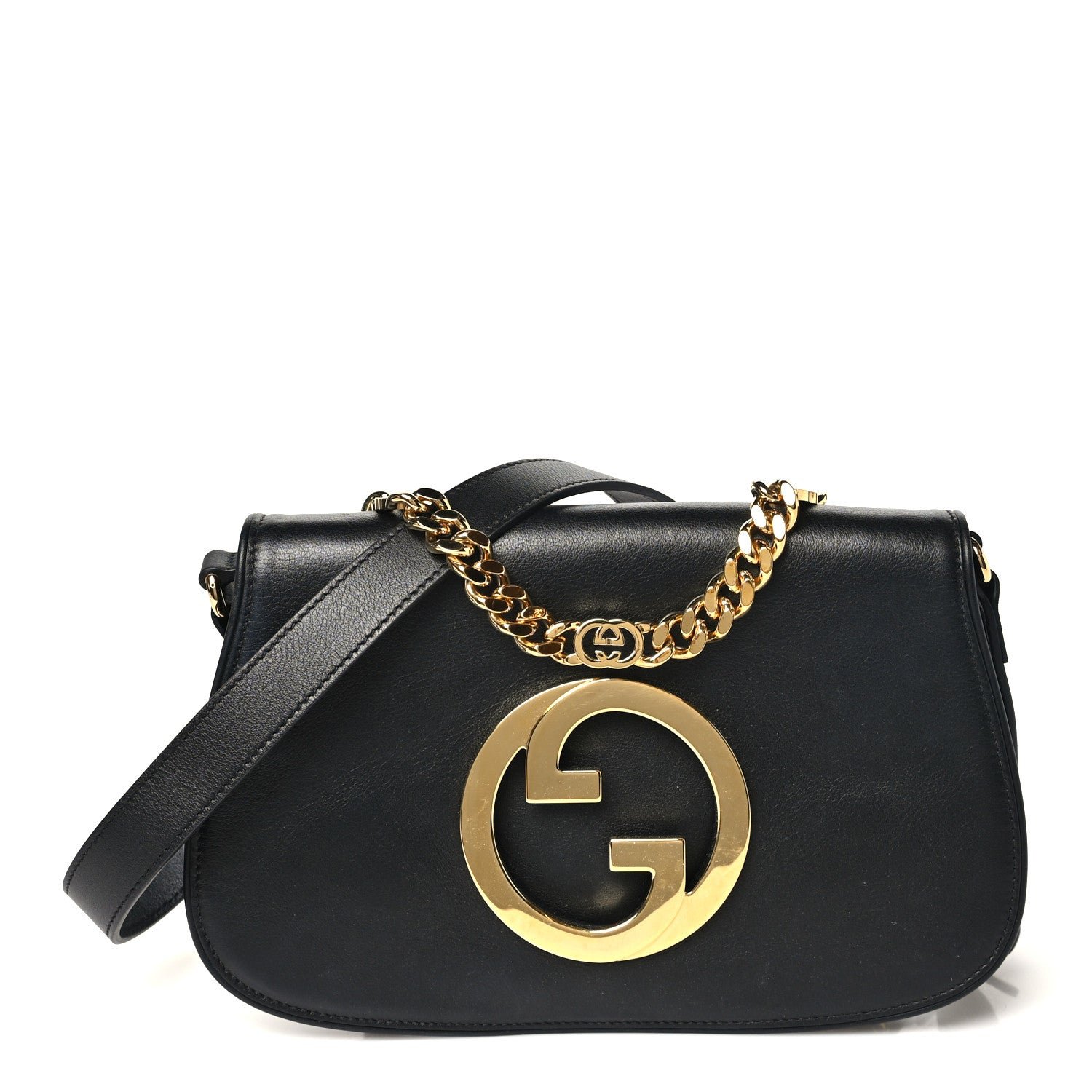 Gucci Roxy Calfskin Blondie Chain Shoulder Flap Bag Black