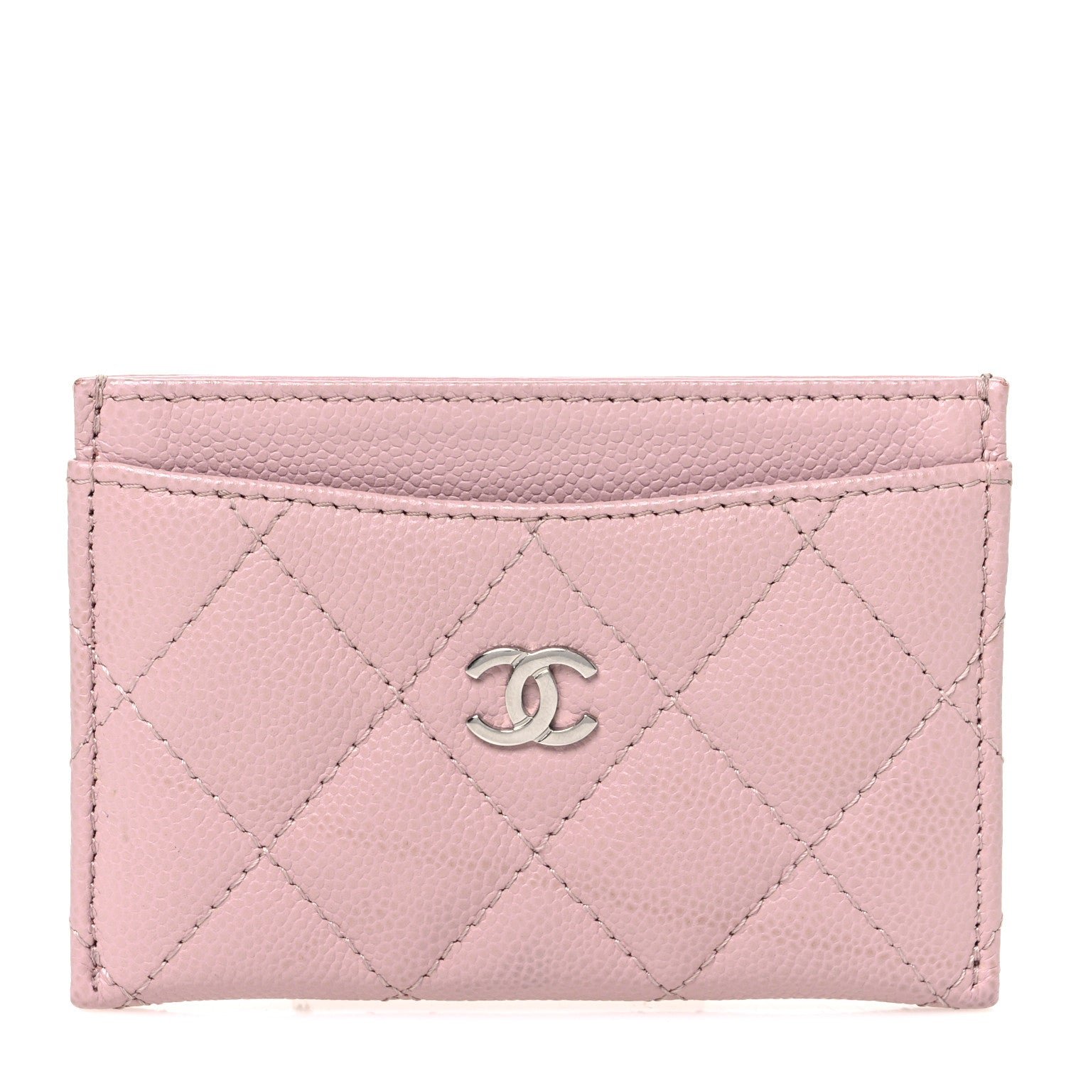 Chanel Caviar Quilted Card Holder Light Pink