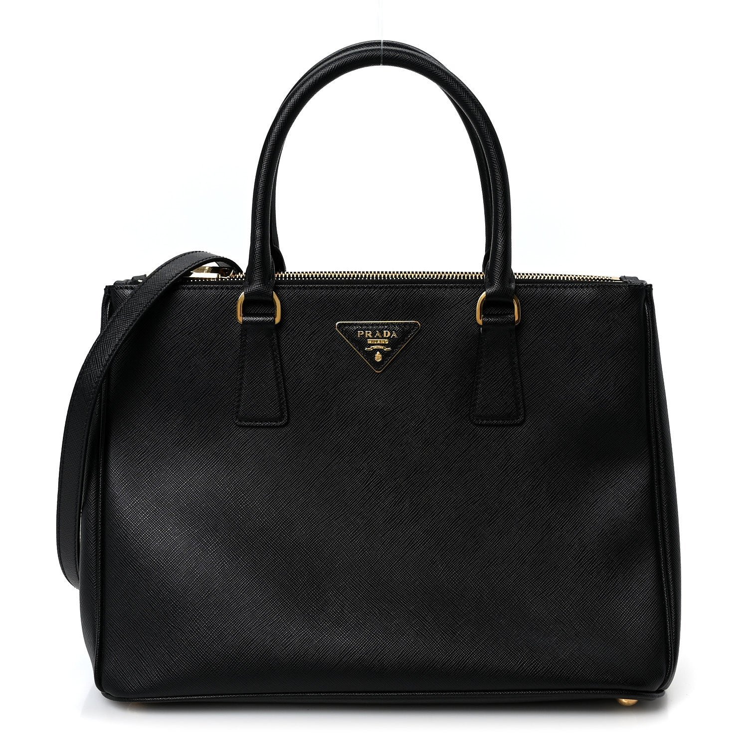 Prada Saffiano Medium Galleria Double Zip Tote Black