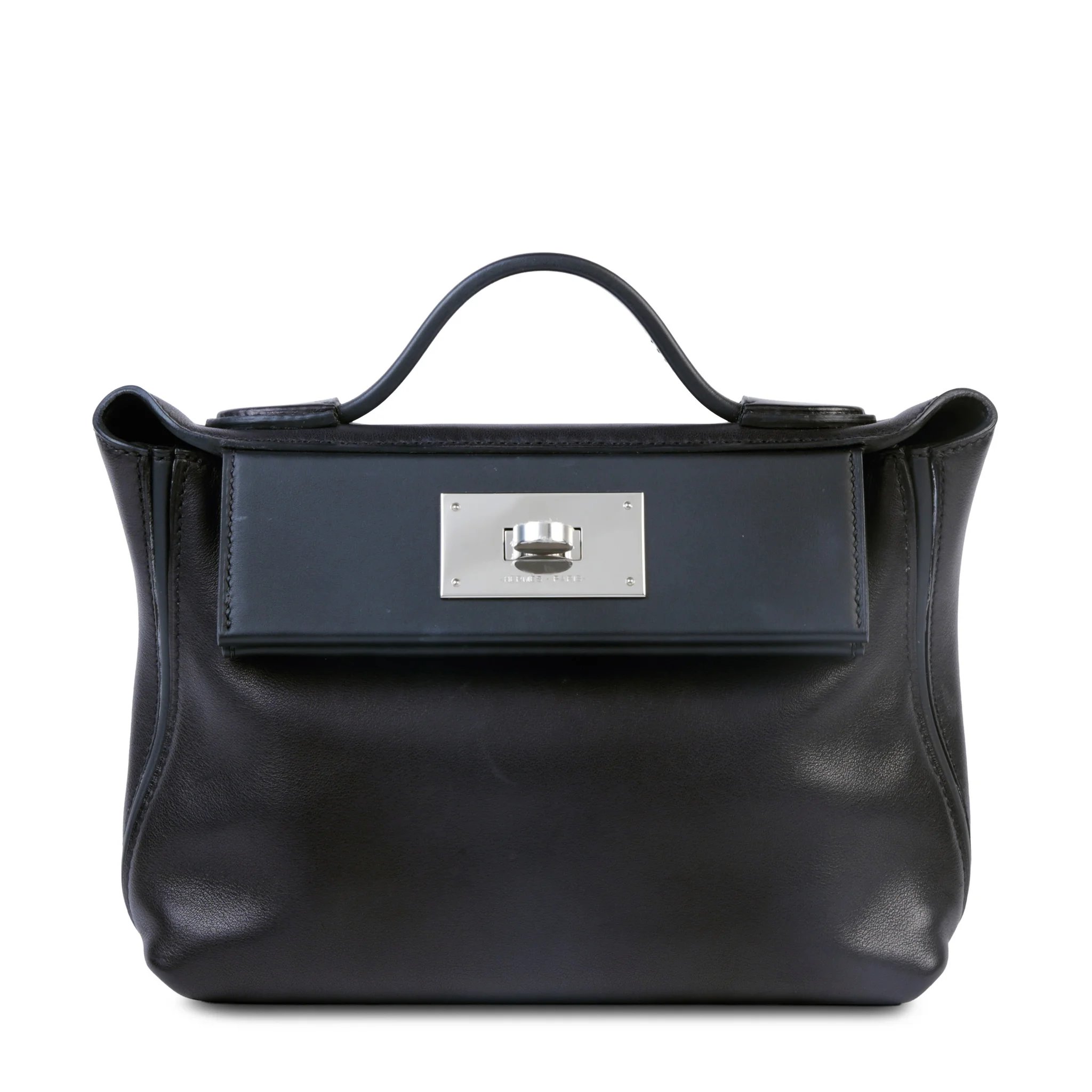 Excellent ( Rank SA ) HERMÈS 24/24 - 21 mini Noir (89) Volupto calfskin Palladium hardware K (2025)