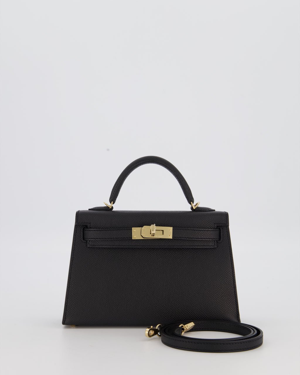 Hermes *SUPER RARE* Hermès HSS Mini Kelly II 20 Verso Bag in Noir Epsom Leather with Permabrass Hardware and Nata Interior