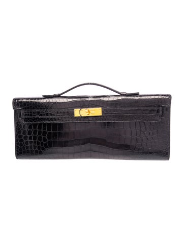 Shiny Porosus Crocodile Kelly Cut Clutch