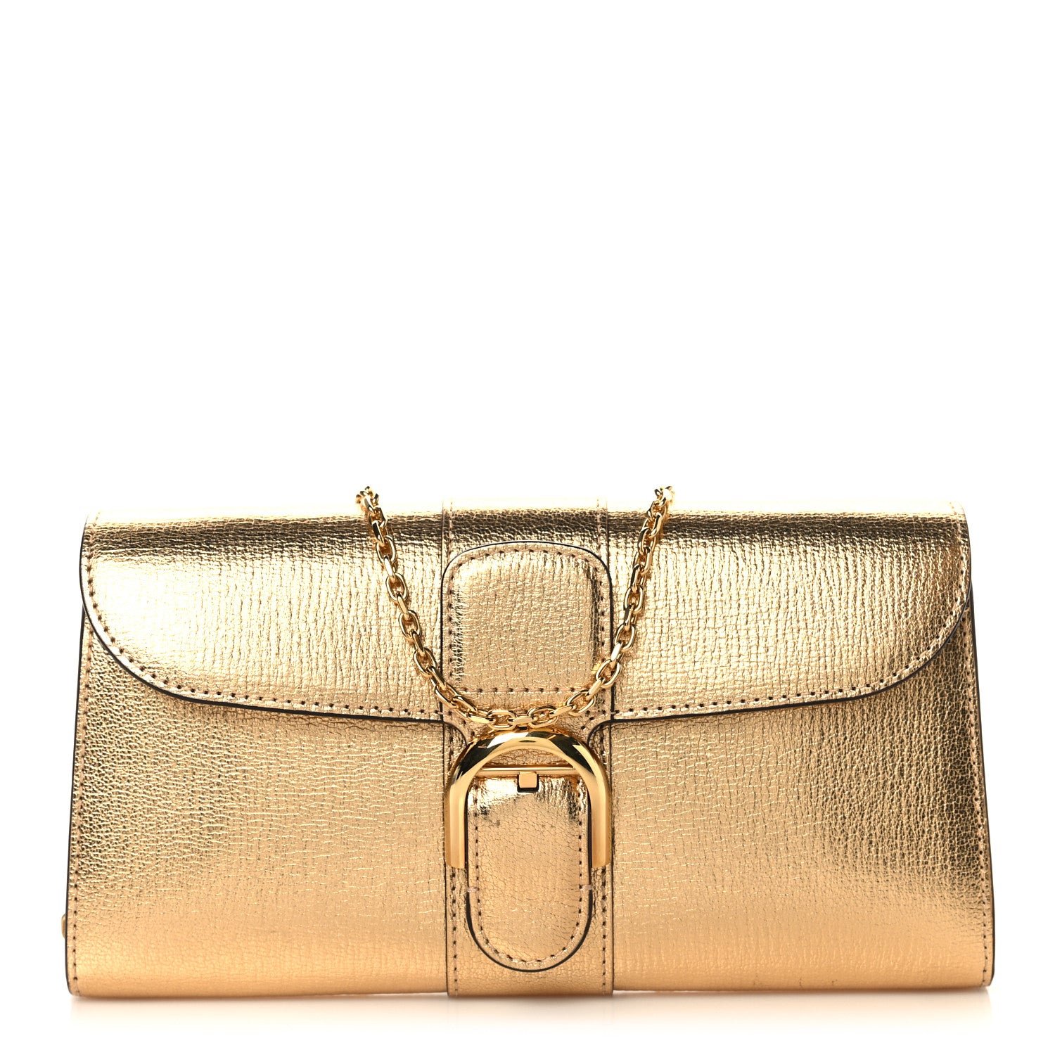 Delvaux Delvaux Metallic Rodeo Calfskin Brillant Wallet On Chain Satin Gold