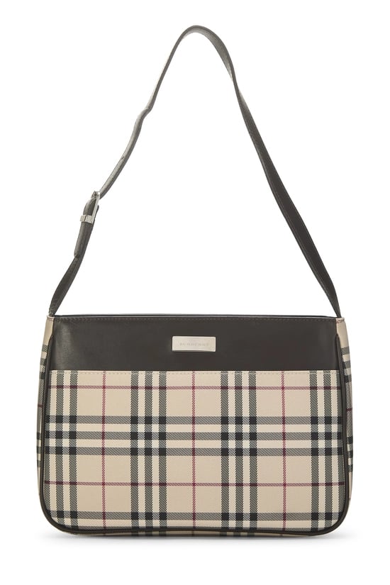 Burberry Brown Nylon Check Shoulder Bag
