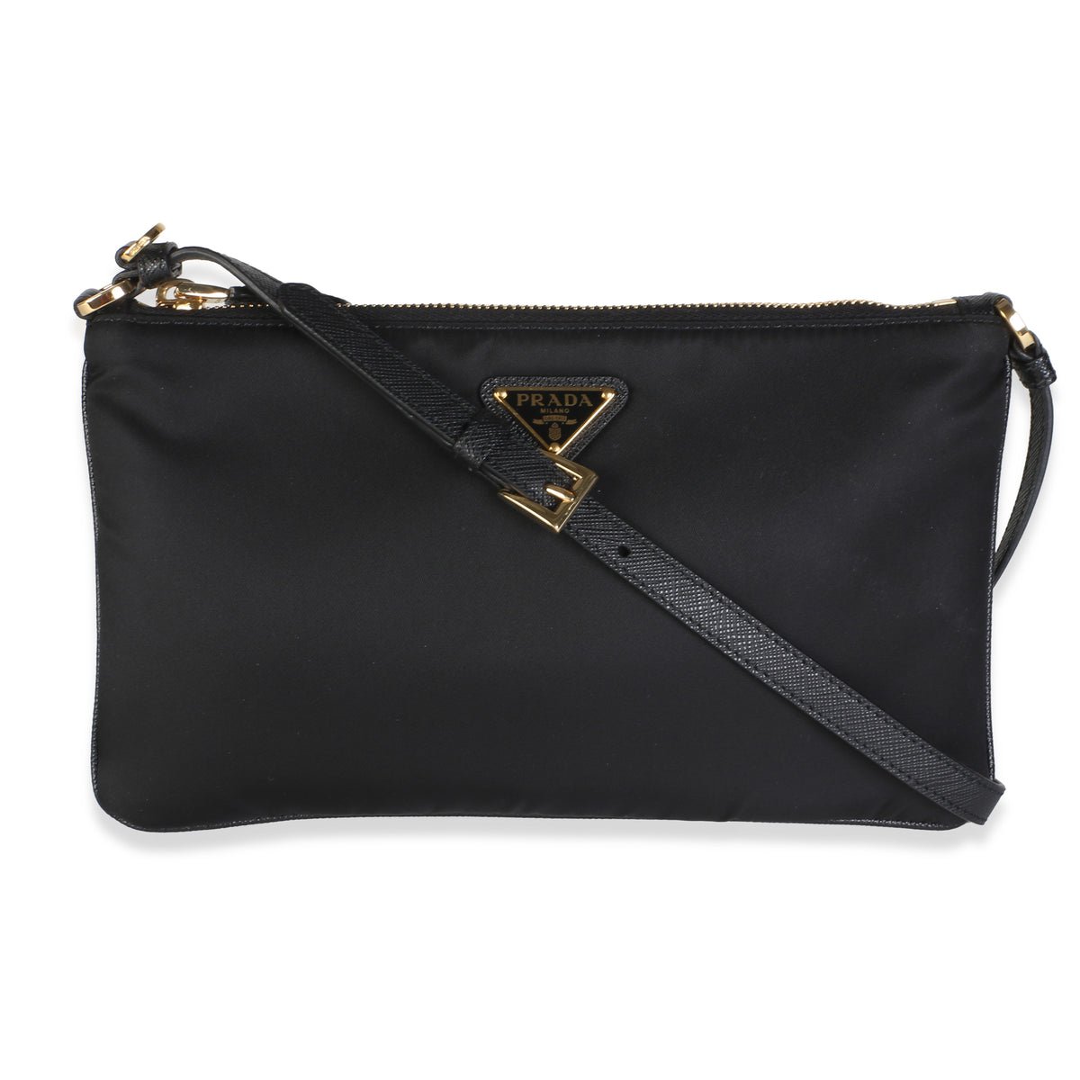 Black Re-Nylon Saffiano Raso Shoulder Bag
