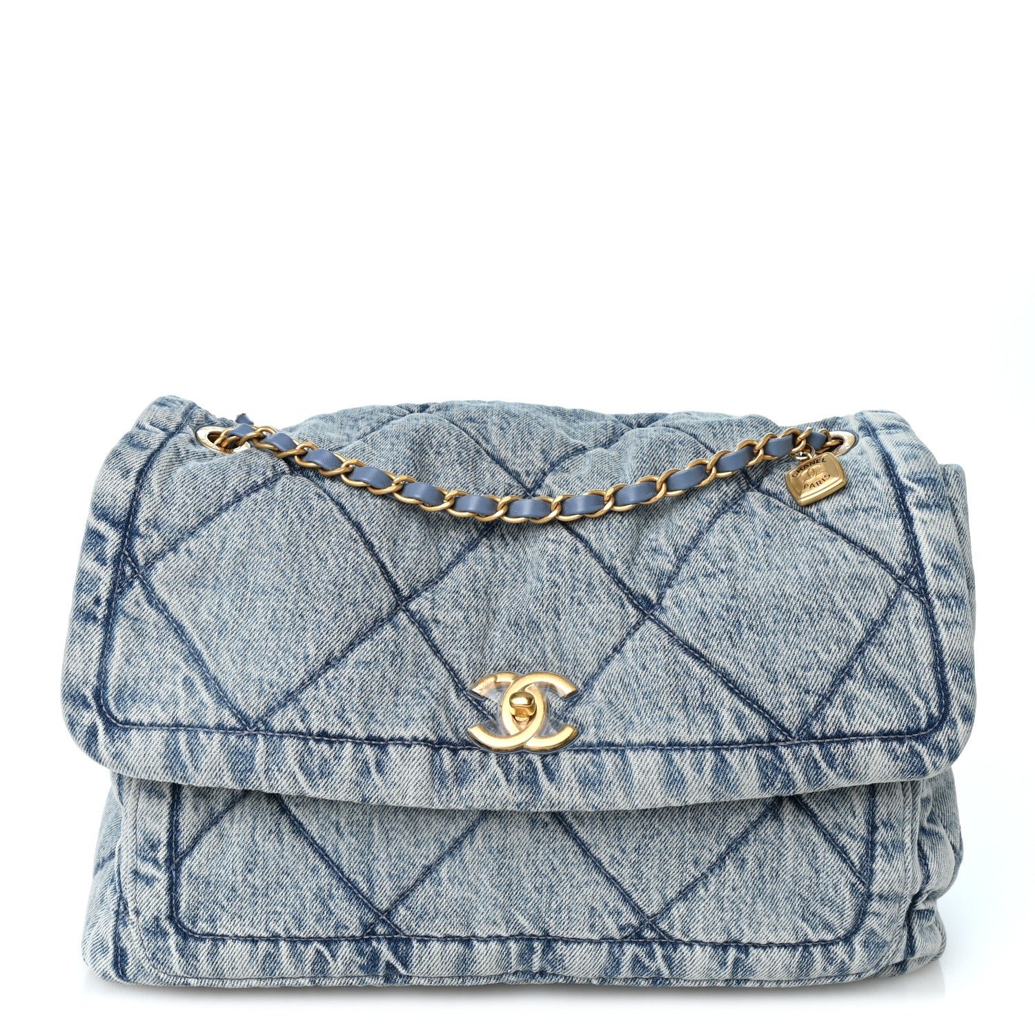 Chanel Washed Denim Quilted Flap Bag Blue