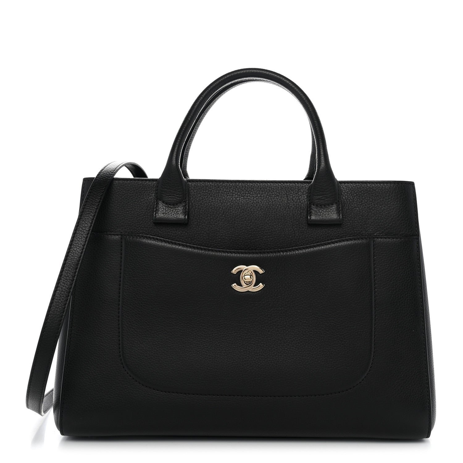Chanel Grained Calfskin Small Neo Executive Shopper Tote Black