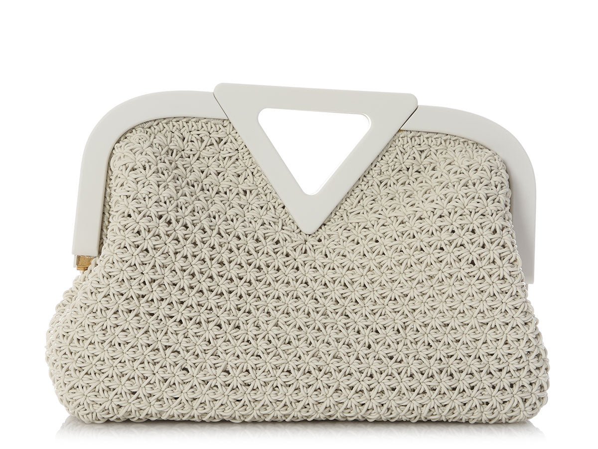 Bottega Veneta Bottega Veneta White Rubber Crochet The Point Bag