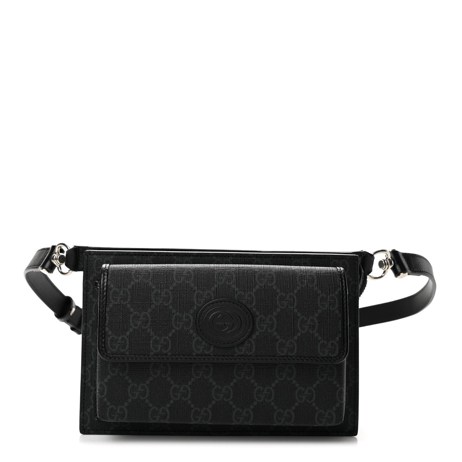 Gucci GG Supreme Monogram Canvas Interlocking G Belt Bag Black