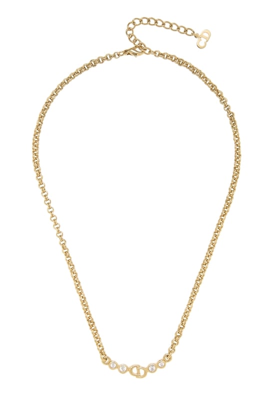 Gold Crystal 'CD' Necklace